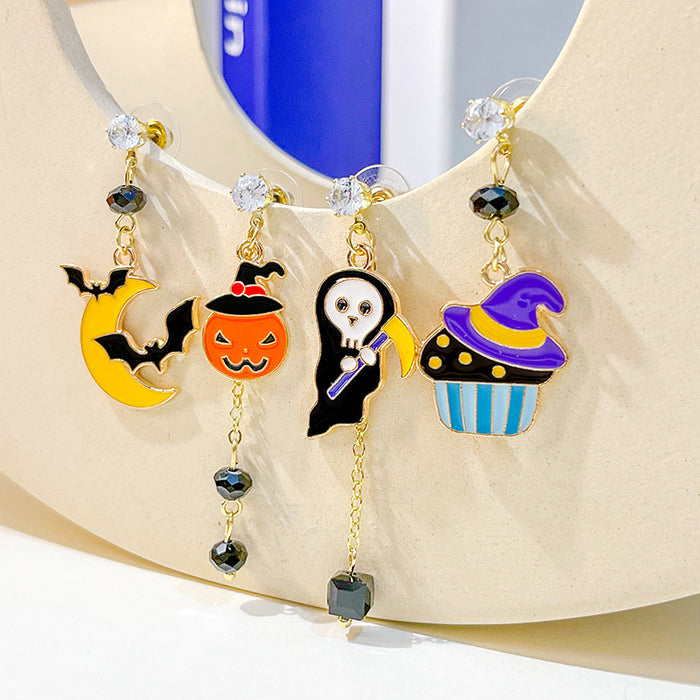 Wholesale Earrings Alloy Halloween Asymmetric Pumpkin Ghosts JDC-ES-MDD050