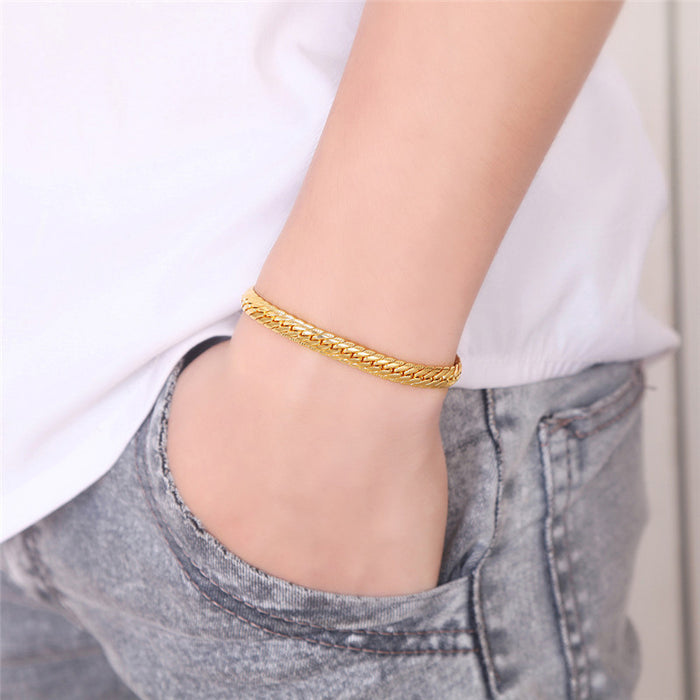 Wholesale 18K Gold Plated Thick Flat Snake Chain Men's Bracelet JDC-BT-TianM002