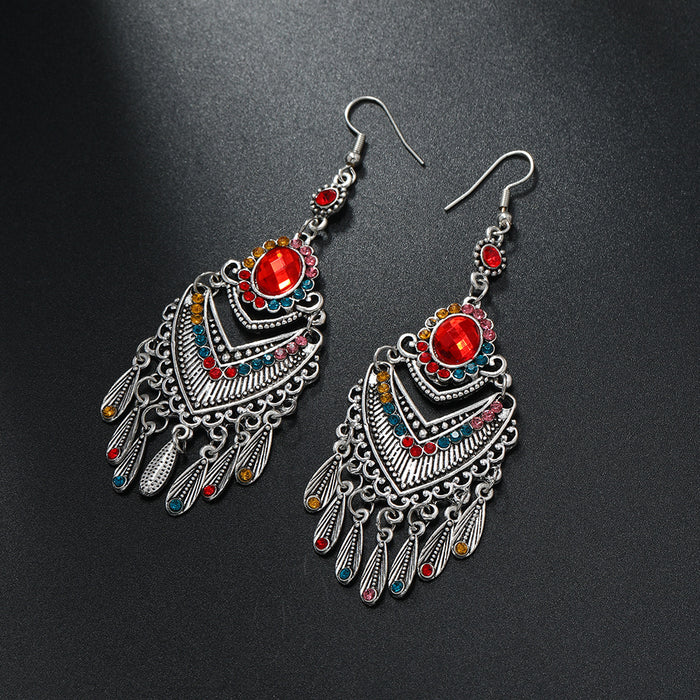 Jewelry WholesaleWholesale Ethnic Feng Rhinestone Tassel Metal Earrings JDC-ES-LY016 Earrings 乐钰 %variant_option1% %variant_option2% %variant_option3%  Factory Price JoyasDeChina Joyas De China