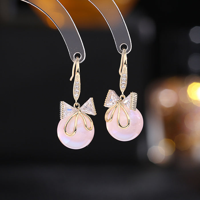 Jewelry WholesaleWholesale Fresh Pearl Bow Color Mermaid Ji Earrings JDC-ES-LYu002 Earrings 利宇 %variant_option1% %variant_option2% %variant_option3%  Factory Price JoyasDeChina Joyas De China