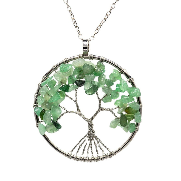 Wholesale 7 Colors Natural Crystal Gravel Tree of Life Necklace MOQ≥2 JDC-NE-Xinyue001