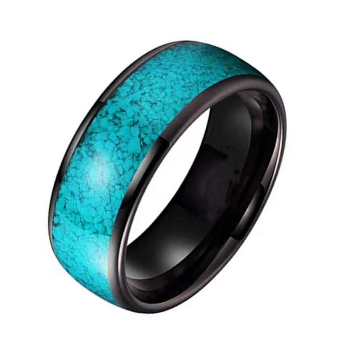 Wholesale Tungsten Steel Titanium Steel Turquoise Opal Ring MOQ≥2 JDC-RS-ZJJ007