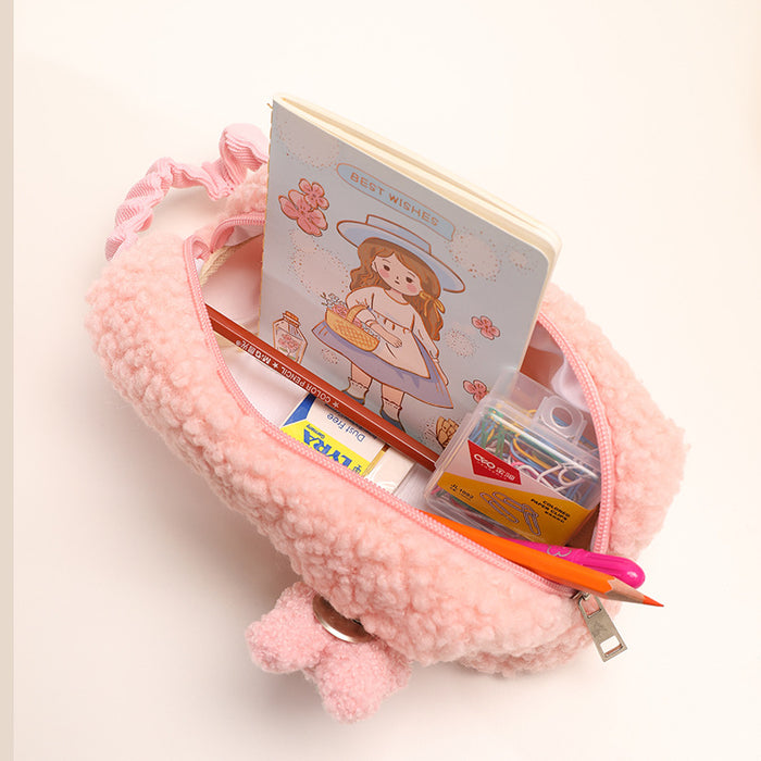 Wholesale Pencil Bag Lamb Wool Cute Cartoon Stationery Box MOQ≥2 JDC-PB-YUNKE016