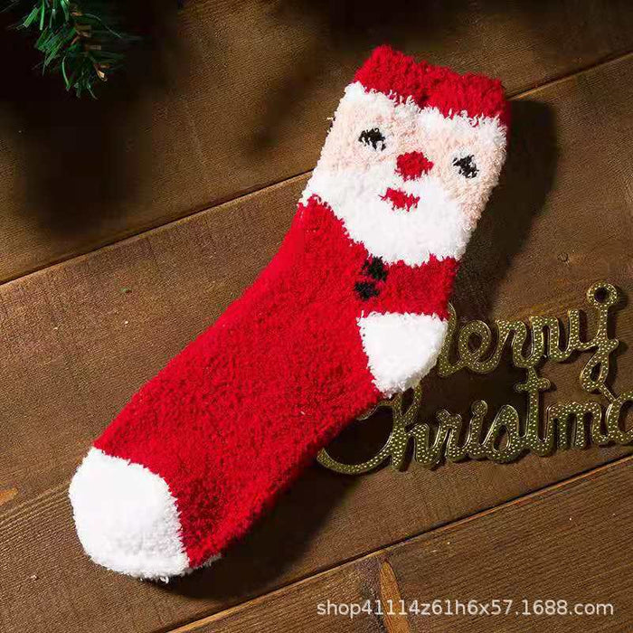 Wholesale Fuzzy Socks Coral Fleece Autumn Winter Thick Sleeping Socks Christmas JDC-SK-XiaoZ003