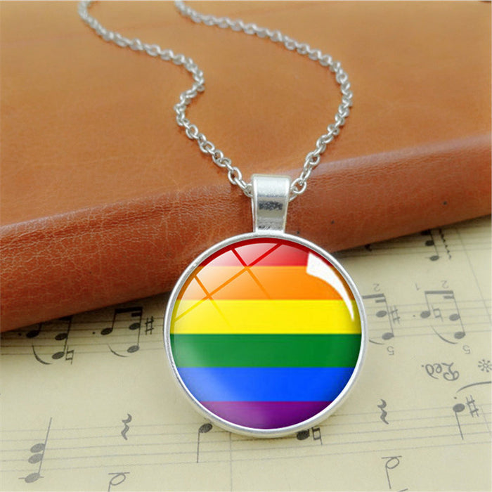 Wholesale LGBT Rainbow Banner Comrade Same Sexual Sumi Lara Six Necklace JDC-NE-GuangG001