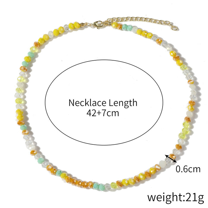 Wholesale Crystal Pendant Clavicle Chain Summer Color Rice Beads Crystal Pearl Necklace JDC-NE-JiaYi005