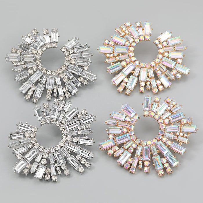 Wholesale Alloy Diamond Sunflower Earrings Alloy and Rhinestone JDC-ES-JL1068