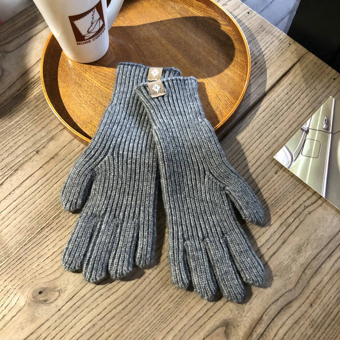 Wholesale Gloves Polyester Warm Solid Color Knit Touch Screen JDC-GS-YanD004