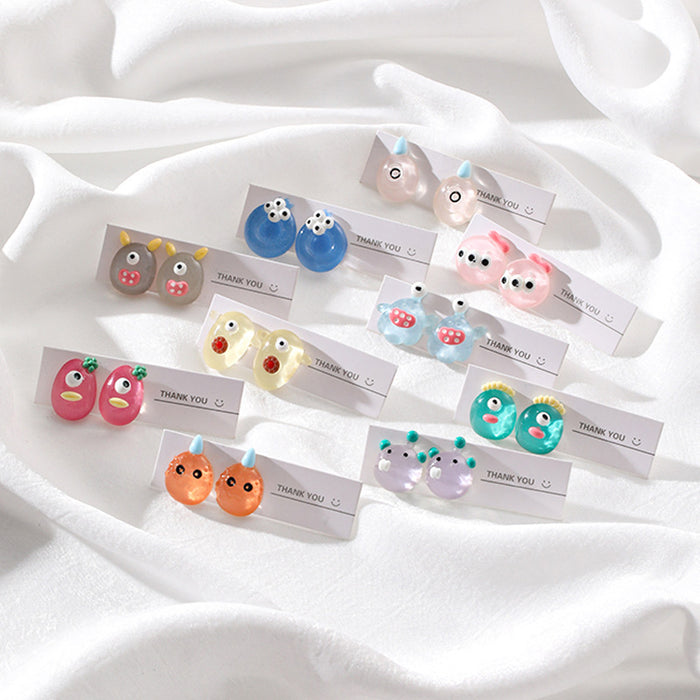 Wholesale Earrings Acrylic Cute Small Cartoon Fun Stud Earrings JDC-ES-GuTe038