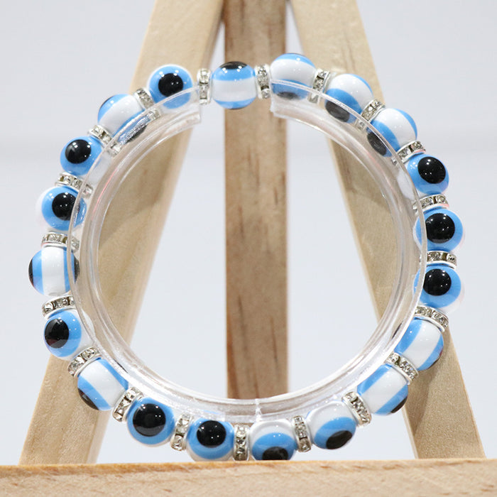 Pulsera de ojo azul al por mayor pulsera con cuentas MOQ≥2 JDC-BT-HUOM007