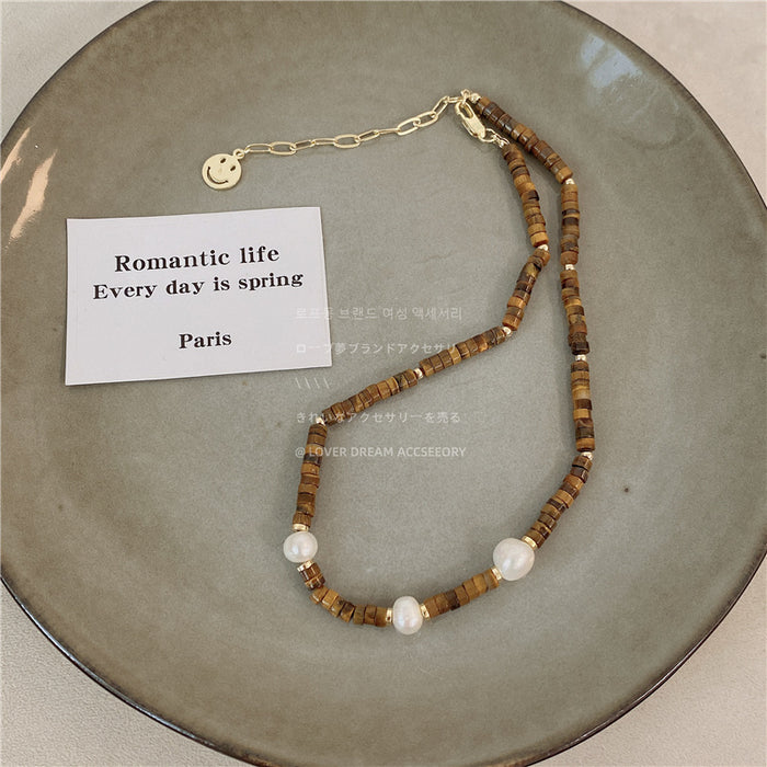 Wholesale Bracelet Stone Beaded Wood Freshwater Pearl Necklace JDC-BT-LFM003