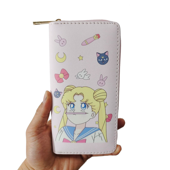 Wholesale 2D Cartoon Sailor Moon PU Long Zipper Wallet MOQ≥3 JDC-WT-Dengxin002