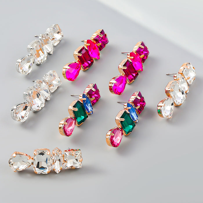 Wholesale Geometric Earrings Alloy Glass Diamond JDC-ES-JL1088