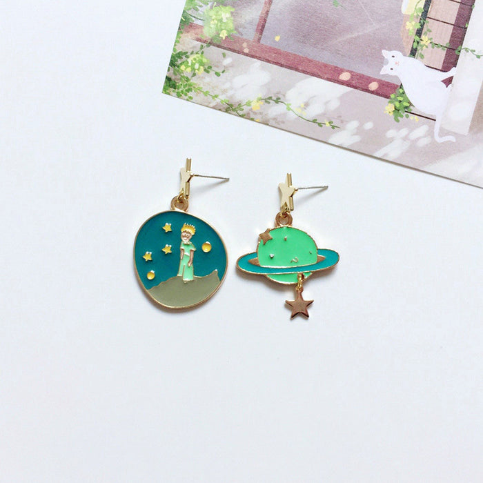 Wholesale Earrings Alloy Ceramic Cartoon Star Asymmetrical Earrings MOQ≥10 JDC-ES-Lxx004