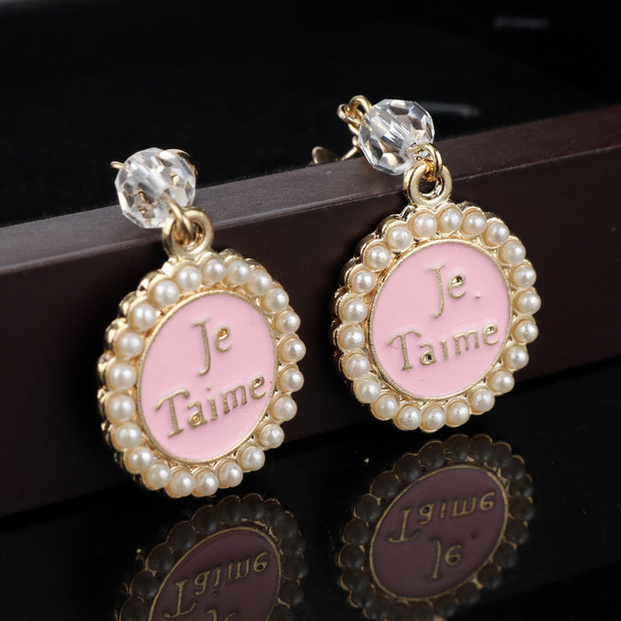 Wholesale Earrings Alloy Round Pearl Diamonds JDC-ES-Dsheng006