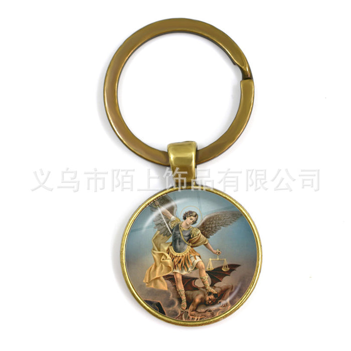 Wholesale St.Michael Russian Orthodox Time Gemstone Zinc Alloy Keychain JDC-KC-MoS001