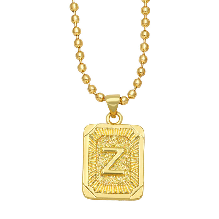 Wholesale Fashion Versatile 26 English Alphabet Necklaces Plated 18K Gold Square Letters JDC-NE-AS586