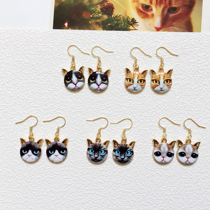 Wholesale Earrings Alloy Ceramic Cat Stud Earrings MOQ≥10 JDC-ES-Lxx002