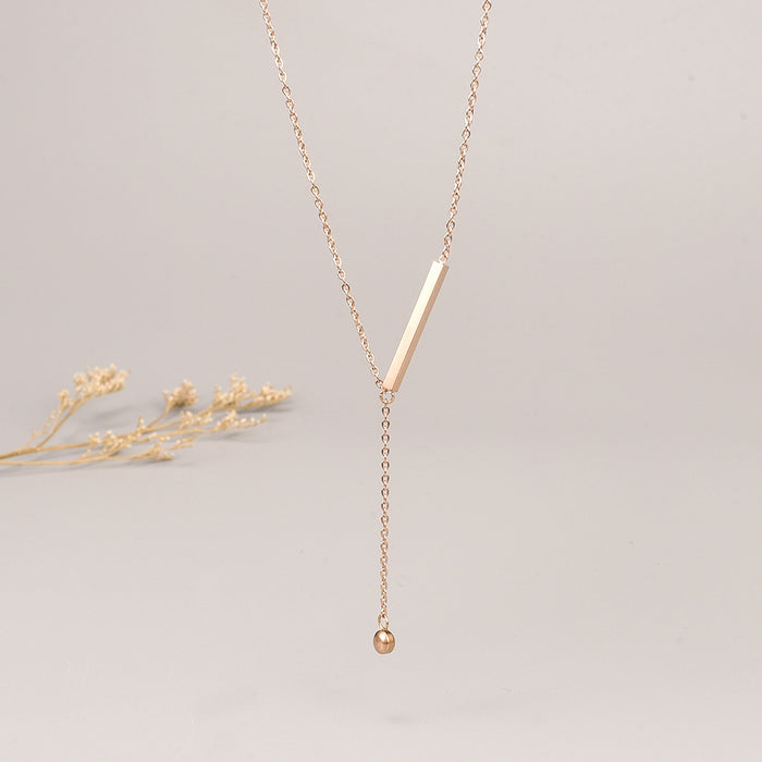 Jewelry WholesaleWholesale Rose Gold Mini Single Diamond Stick Stainless Steel Gold Plated Necklace JDC-NE-YS066 Necklaces 艺昇 %variant_option1% %variant_option2% %variant_option3%  Factory Price JoyasDeChina Joyas De China