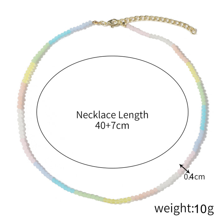 Wholesale Crystal Pendant Clavicle Chain Summer Color Rice Beads Crystal Pearl Necklace JDC-NE-JiaYi001