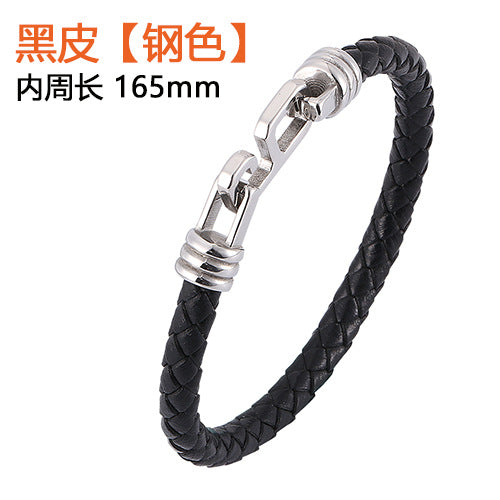 Jewelry WholesaleWholesale Leather Stainless Steel Snap Bracelet JDC-BT-RShen032 Bracelet 日盛 %variant_option1% %variant_option2% %variant_option3%  Factory Price JoyasDeChina Joyas De China