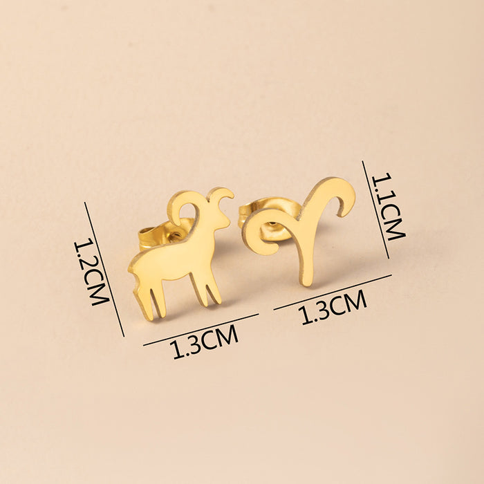 Wholesale 12 Constellation Stainless Steel Earrings MOQ≥2 JDC-ES-Fangt020