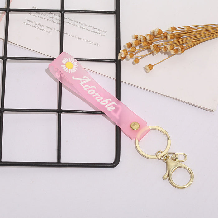 Wholesale Keychain PVC Soft Rubber Chrysanthemum Letters Flower Lanyard MOQ≥10 JDC-KC-ZaoYang004