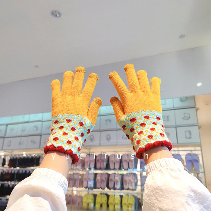 Wholesale Gloves acrylic wool knitting warm winter thick wool cute MOQ≥2 JDC-GS-YuQ001