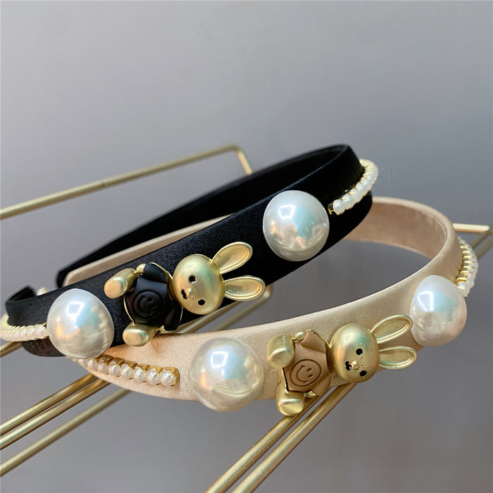 Wholesale Bunny Pearl Headband MOQ≥2 JDC-HD-HuiY019