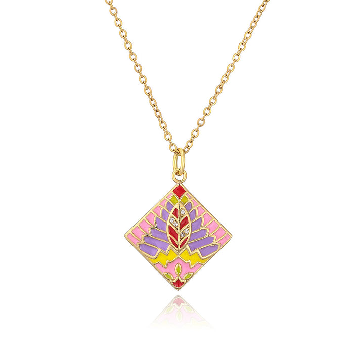 Wholesale Necklaces Copper Zircon Bohemian Hand Painted Geometric JDC-NE-PREMAG001