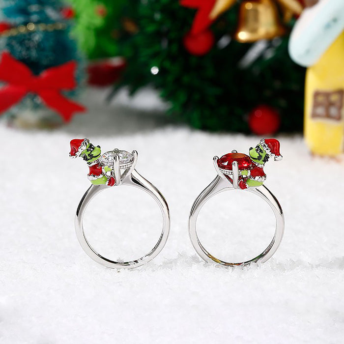 Wholesale Rings Alloy Cute Cartoon Dinosaur Christmas MOQ≥5 JDC-RS-YunM001