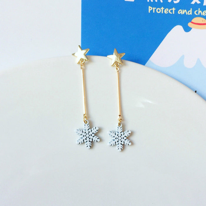 Wholesale Elk Snowflake Metal Silver Stud Earrings MOQ≥2 JDC-ES-Lexx002