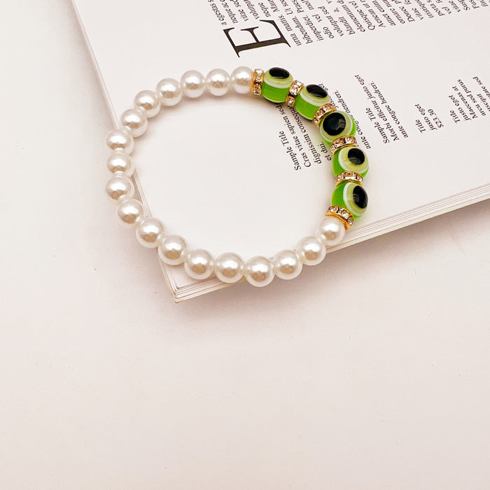 Wholesale Retro Devil Eyes Blue Eyes Girlfriends Pearl Bracelet MOQ≥2 JDC-BT- QingH001