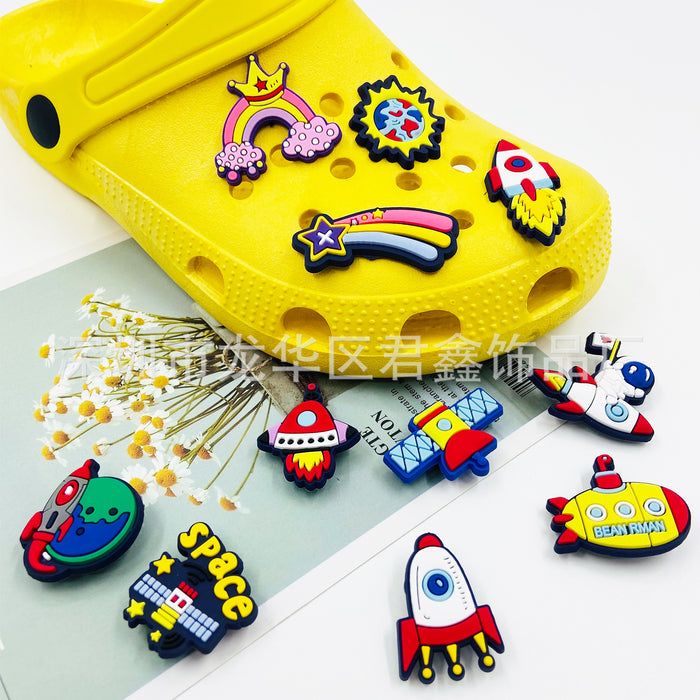 Wholesale Space Series Croc Charms PVC Soft Rubber Shoe Buckle MOQ≥5 JDC-CS-JunX005