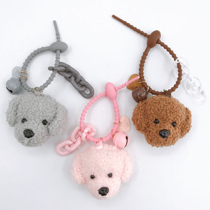 Wholesale woolen teddy dog pendant keychain lanyard JDC-KC-GeL003