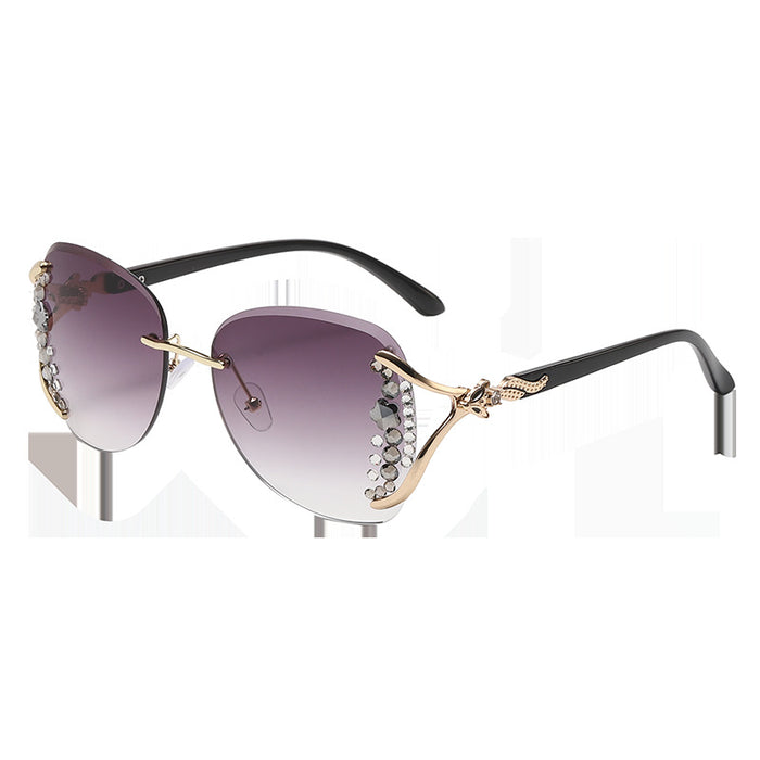 Wholesale rimless cut edge women UV protection diamond sunglasses JDC-SG-ZhanH005