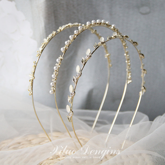 Wholesale Headband Pearl Rhinestone Opal Alloy JDC-HD-FSE001