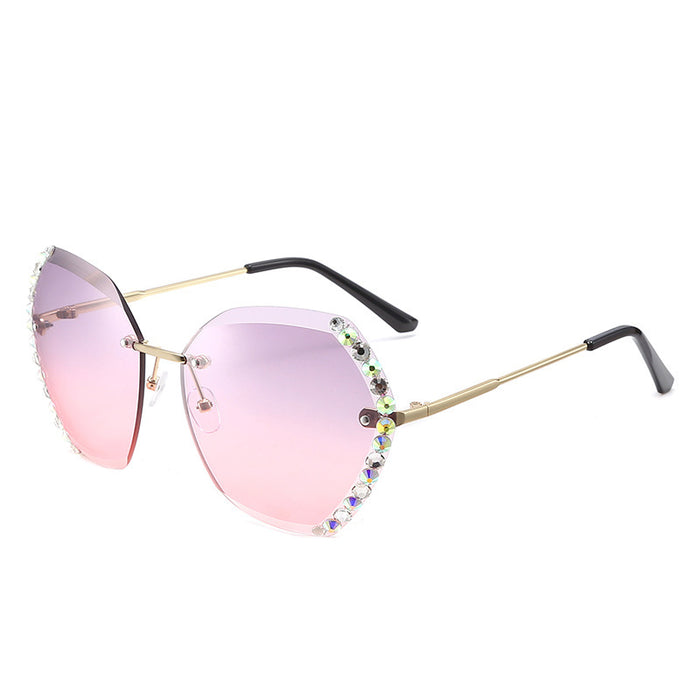 Wholesale Vintage Frameless Cut Edge Diamond Fashion Sunglasse JDC-SG-BoL009