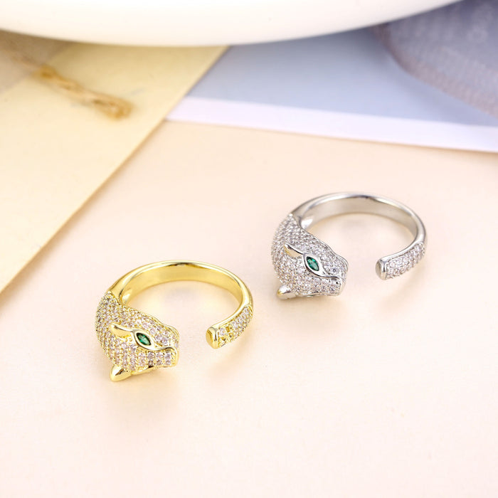 Jewelry WholesaleWholesale leopard head micro inlaid zircon open fashion ring MOQ≥2 JDC-RS-Kas001 Rings 卡诗 %variant_option1% %variant_option2% %variant_option3%  Factory Price JoyasDeChina Joyas De China