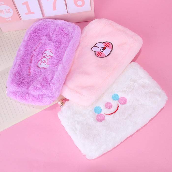 Wholesale Pencil Case Velvet Multifunctional Pearl Zipper MOQ≥2 JDC-PC-QHJ001