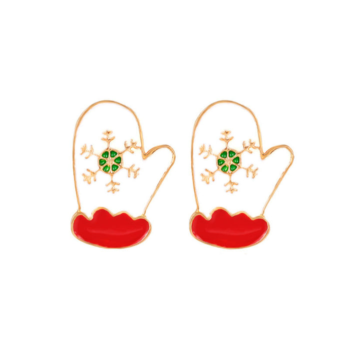 Wholesale Earrings Alloy Enamel Christmas Snowflake Elk Cane JDC-ES-LongX004