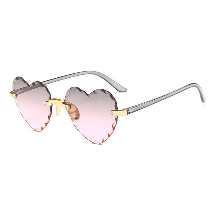 Wholesale PC Material Heart Sunglasses Frameless Gradient Sunglasses Women JDC-SG-AoMing003