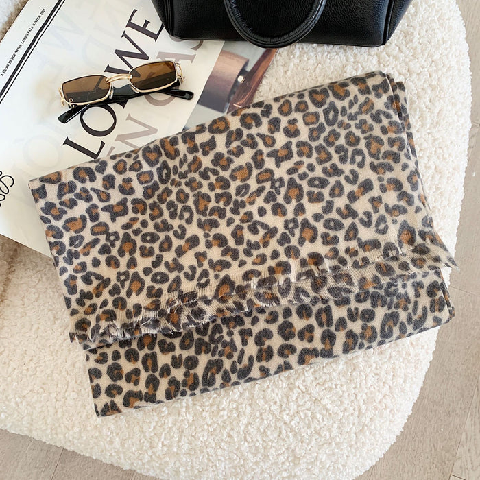 Wholesale Scarf Imitation Cashmere Winter Warm Leopard Thick Shawl JDC-SF-GSCM021