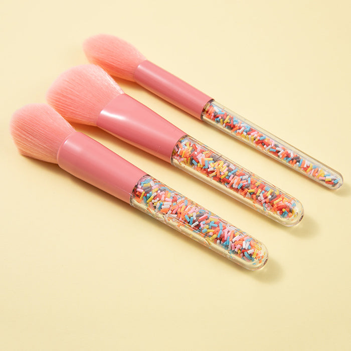 Wholesale Fiber Plastic Candy Makeup Brush Beauty Tool Set MOQ≥3 JDC-MB-YueG001