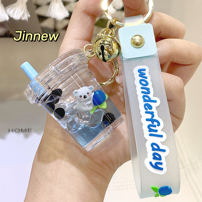 Wholesale iced milk tea animal oil keychain pendant MOQ≥4 JDC-KC-NGe001