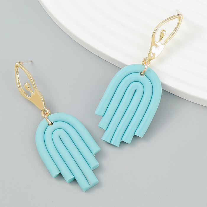 Jewelry WholesaleWholesale Palm Shape Resin Alloy Stripe Earrings JDC-ES-JL956 Earrings 氿乐 %variant_option1% %variant_option2% %variant_option3%  Factory Price JoyasDeChina Joyas De China