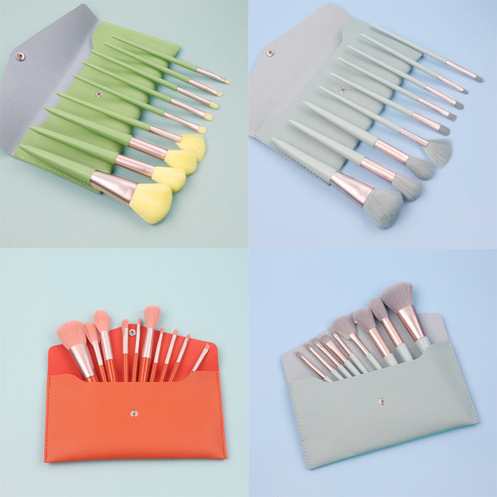 Wholesale soft makeup brushes 10pcs pu pack nylon plastic handle JDC-MB-YiM002