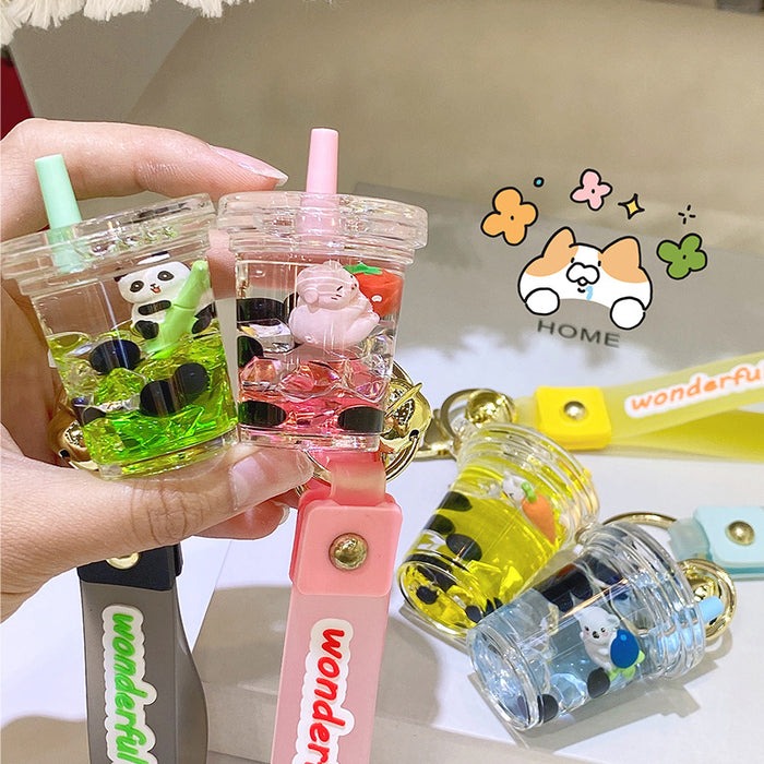 Wholesale iced milk tea animal oil keychain pendant MOQ≥4 JDC-KC-NGe001