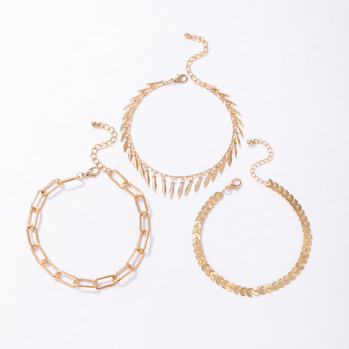 Jewelry WholesaleWholesale tassel thick chain gold three-piece anklet JDC-AS-C025 Anklet 陌茗 %variant_option1% %variant_option2% %variant_option3%  Factory Price JoyasDeChina Joyas De China