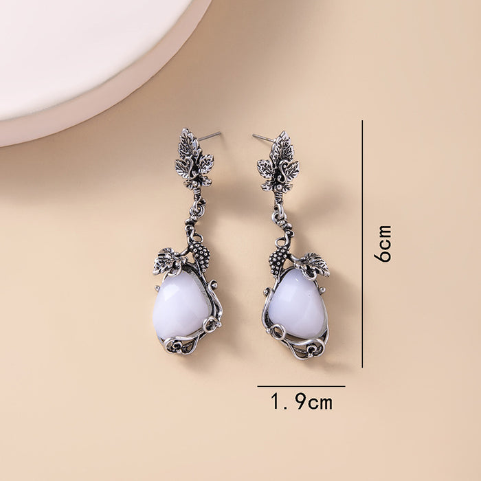 Wholesale Vintage Maple Leaf Opal Drop Earrings MOQ≥2 JDC-ES-Fangt003